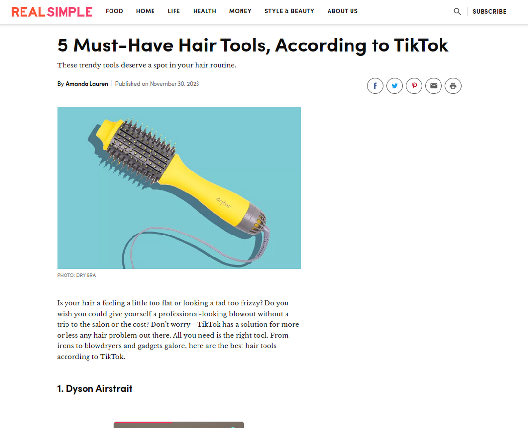 Real Simple 5 Must-Have Hair Tools, According to TikTok